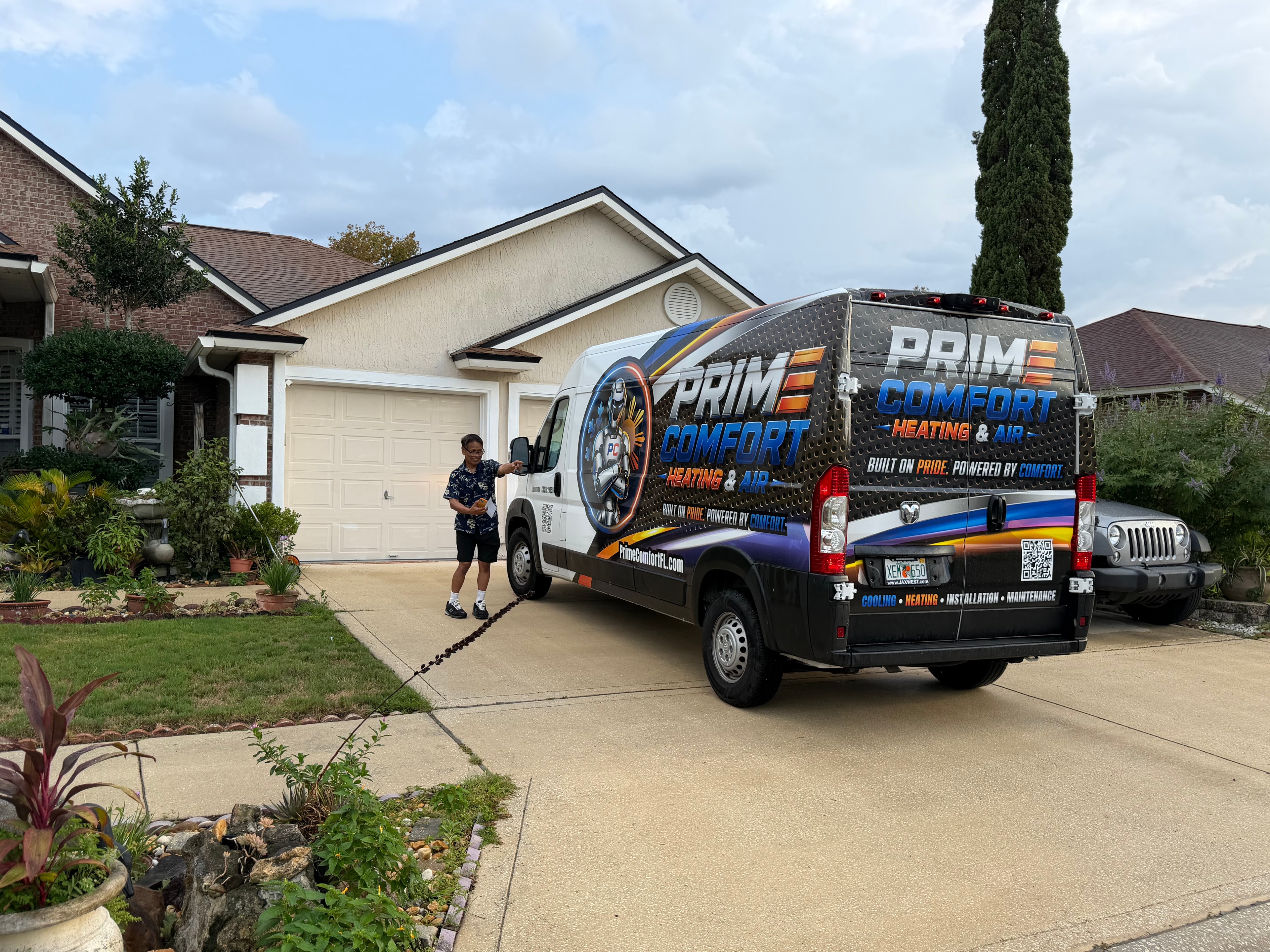 Prime Comfort Heating & Air branded Promaster service van